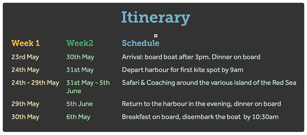 Egypt Kitefoil Safari - Schedule 2026